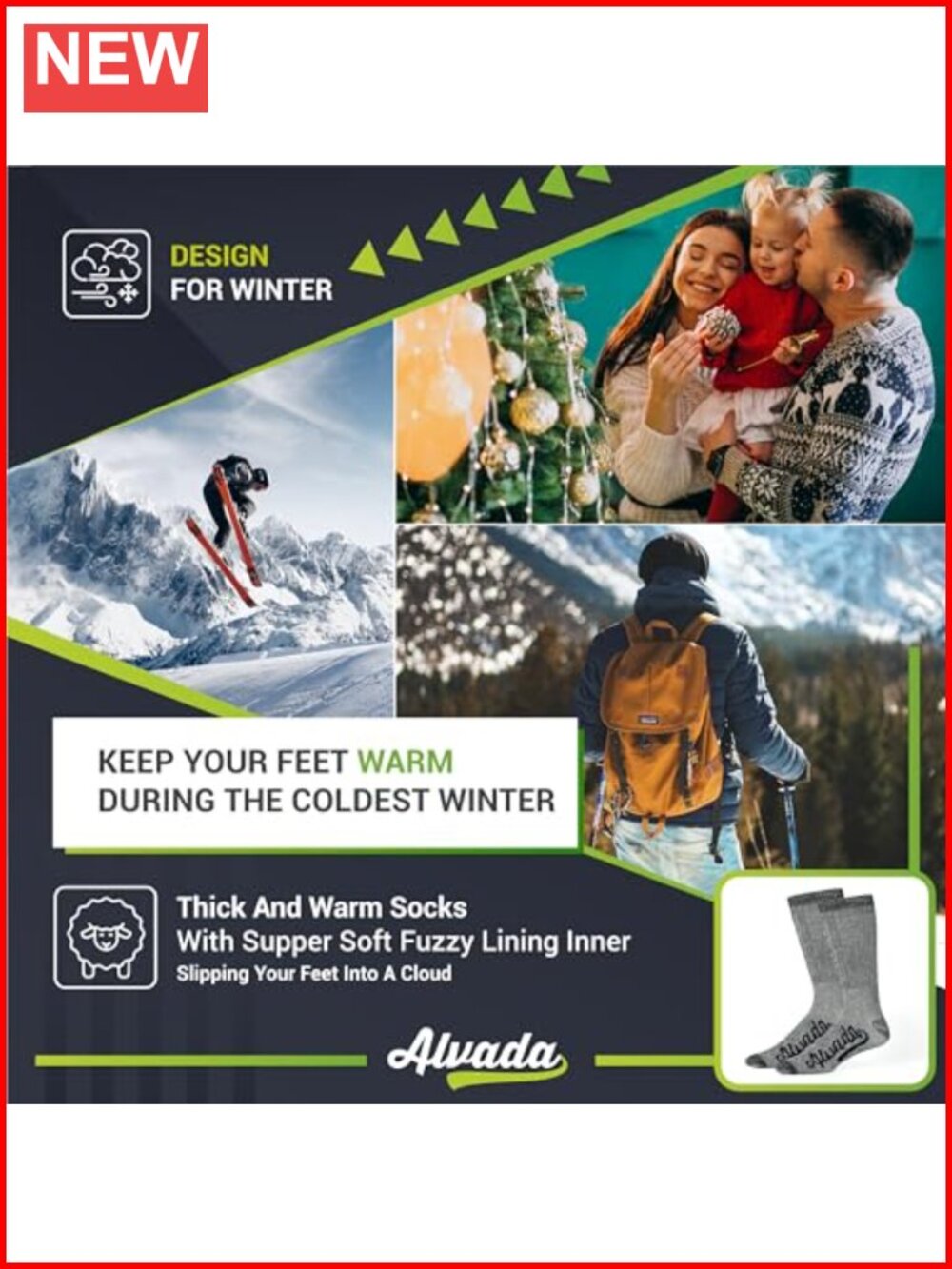 Merino Wool Crew Socks Thermal Warm Winter Work Hiking Running 3 Pairs - Picture 4 of 5